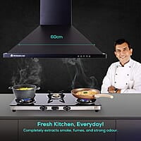 Wonderchef Power Elite Chimney  60cm  1050 m3/hr  Baffle Filter  3 Speed Push Button Controls