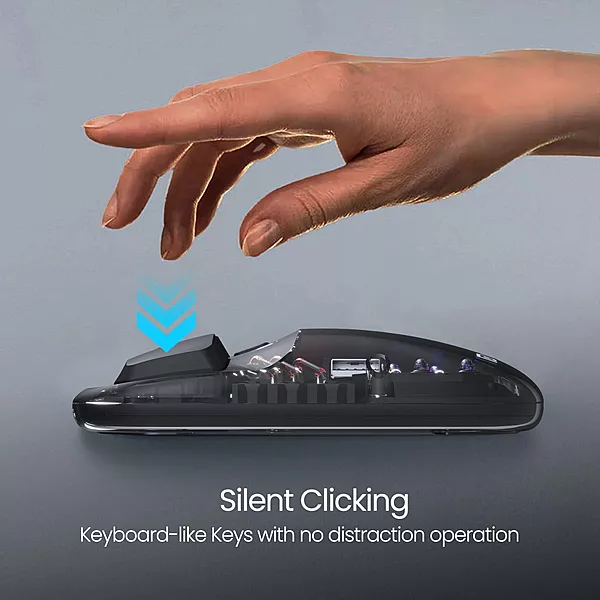 Portronics Toad 5 Mouse – Sleek, Transparent Design, Dual Wireless Connectivity, Ergonomic Shape, Long Battery Life, Ideal for Home & Office Use, Smooth Tracking, Compatible with Multiple Devices.