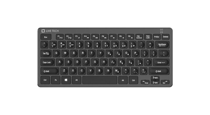 Live Tech WMK05 Slim Mini Keyboard – BT + Wireless: Compact design, Bluetooth connectivity, and wireless convenience. Perfect for on-the-go use, with responsive keys and long battery life.