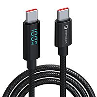 Portronics Konnect View – 100W USB-C Cable, LED Indicator, Durable Design, Fast Charging, Data Transfer, 1.5m Length, Compatible with Laptops, Smartphones, Tablets, Sleek Black Finish.