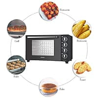 Borosil Prima 60 L Oven Toaster & Grill, Motorised Rotisserie & Convection Heating, 12 Heating Modes, Black