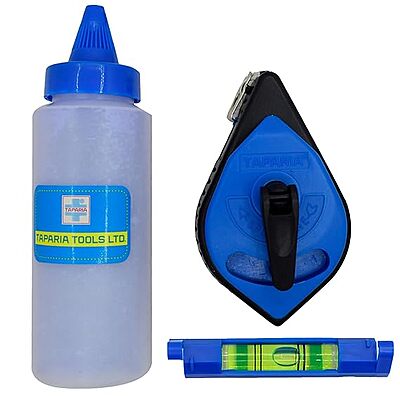 TAPARIA Chalk Line Reel Set Chalk Line Reel+Powder+Line Leeler 48 CLRS TAPARIA Chalk Line Reel Set Chalk Line Reel+Powder+Line Leeler 48 CLRS
