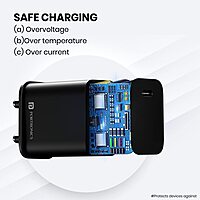 Portronics 1024 Adapto 20C Charger – 20W Type-C PD | 5V/3A, 9V/2.22A, 12V/1.67A | Black