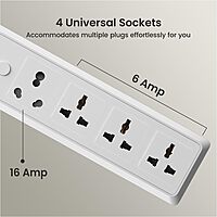Portronics Power Plate 17 – 4 Sockets, 3840W, 3M Cord, Surge Protection, Compact Design, Ideal for Home & Office, Overload Protection, Durable Build, Convenient Power Solution for Devices.