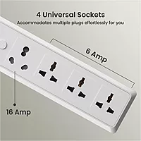 Portronics Power Plate 17 – 4 Sockets, 3840W, 3M Cord, Surge Protection, Compact Design, Ideal for Home & Office, Overload Protection, Durable Build, Convenient Power Solution for Devices.