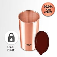 MILTON Copper Drinking Water Tumbler with Lid, 1 Piece, 480 ml, Copper 100% Leak Proof