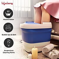 Lifelong Electric Foldable Foot Spa Massager with 8 Manual Massage Rollers, Digital Panel & Water Heating Technology