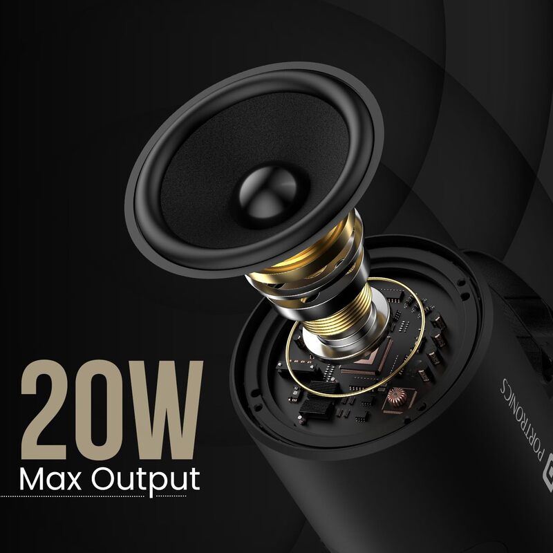 Portronics POR 280 SoundPot 20W Bluetooth Speaker – BT 5.3 | TWS | USB & Type-C | HF Calling | Black