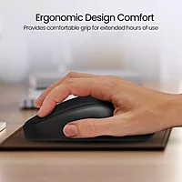 Portronics Toad 35: Sleek Black Wireless Mouse featuring USB connectivity and adjustable DPI settings for precision control. Perfect for home or office use, ensuring smooth navigation and comfort.