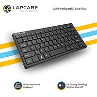 Lapcare D-Lite Mini Wired Keyboard – 87 Key Compact Design | Chocolate Quiet Keys | Multimedia Fn Keys | USB Plug & Play | UV-Coated Keycaps | Black