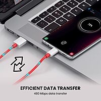 Portronics Konnect Dash Pro – 65W USB-A to Type-C, Red. Fast charging, durable design, compact size, perfect for travel. Compatible with various devices, ensuring efficient power delivery.