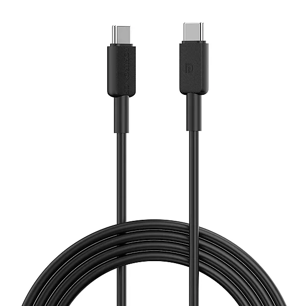 Portronics POR 2117 Konnect Link C-Square Type-C to Type-C Cable – 100W, 1M, PVC, Black