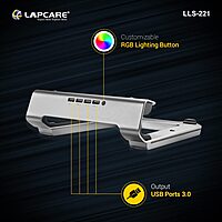 Lapcare Legend LLS-221 Aluminium Alloy RGB Laptop Stand – Tabletop Design | Ergonomic Support | Stylish Space Grey Finish