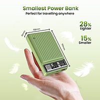 Portronics Mini 10K – 22.5W Nano Power Bank, compact design, LED indicator, fast charging, Type-C input/output, lightweight, perfect for travel, reliable power source for devices on the go.