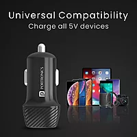Portronics Car Power 5 – 12W Fast Car Charger with Micro USB (Black) offers rapid charging for your devices on the go. Compact design, durable build, and efficient performance for all your travels.