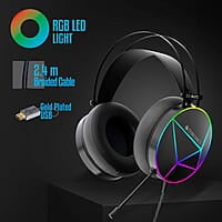 ZEBRONICS Zeb-Blitz USB Gaming Wired On Ear Headphones with Mic with Dolby Atmos, RGB Led, Windows Software, Simulated 7.1 Surround Sound, 2.4 Meter Braided Cable Flexible Padded Ear Cushions