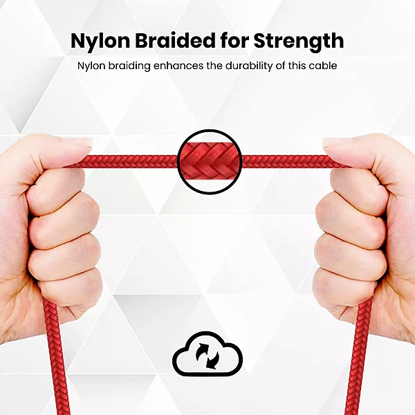 Portronics POR 2067 Konnect Dash Max Type-C to Type-C Cable – 65W, 1M, Soft Silicon, Red