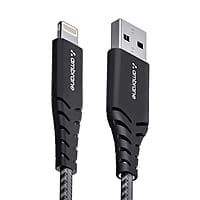 Ambrane USB to Lightning 3A Fast Charging Braided Cable Compatible for iPhone 14,13, 12,11, X, 8, 7, 6, 5, iPad, Macbook, iMac, AirPods, 480Mbps Data Sync, 1.5Meter Long (RCL -15