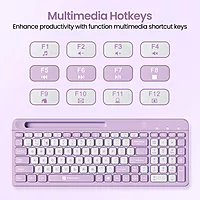 Portronics Bubble Square Bluetooth + Wireless Keyboard – Multimedia Keys |  Purple | 1 Year Warranty