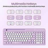 Portronics Bubble Square Wireless Keyboard with Bluetooth + 2.4 GHz USB Receiver Pair 3 Devices Max, Multimedia Hotkeys, for Laptop, PC, Smartphone, Tablet