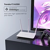 Tenda F3 300Mbps Wireless Wi-Fi Router (White, Single_Band Not a Modem, 300 megabits_per_Second) Tenda F3 300Mbps Wireless Wi-Fi Router (White, Single_Band Not a Modem, 300 megabits_per_Second)