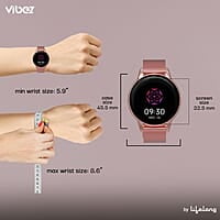 Vibez by Lifelong Luxury Smart Watch for Women - Emerald Rose Gold Smartwatch with Metal Strap, 1.39 Inch HD Display, IP67, Bluetooth Calling, 100+ Watch Faces, Health Tracker & Sports Modes