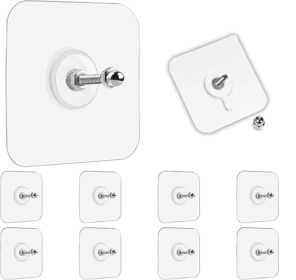 Heavy Duty Self-Adhesive Screw Hooks Without Drilling for Kitchen and Bathroom Accessories