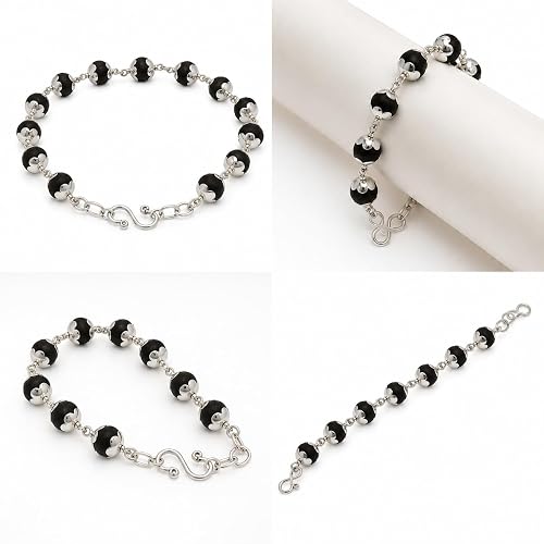 Silver Capped Karungali Bracelet