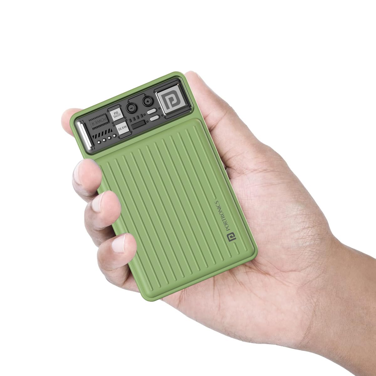 Portronics Mini 10K – 22.5W Nano Power Bank, compact design, LED indicator, fast charging, Type-C input/output, lightweight, perfect for travel, reliable power source for devices on the go.