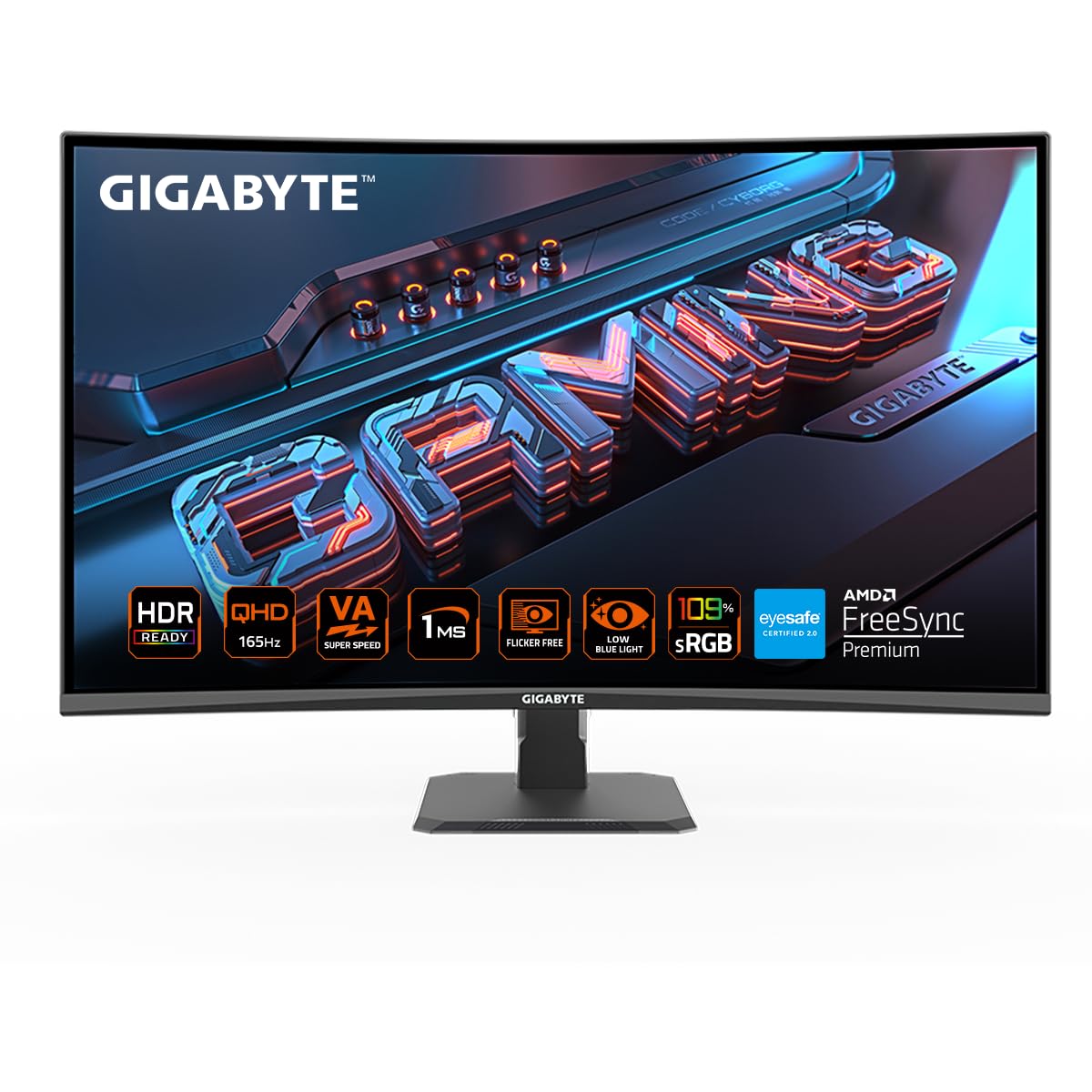 GIGABYTE 31.5" QHD Curved Gaming Monitor, 165Hz, FreeSync, GS32QC