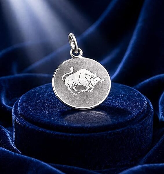 925 Sterling Silver Taurus Zodiac Pendant for Men & Women | Bull Astrology Charm Necklace | Round Engraved Horoscope Jewelry