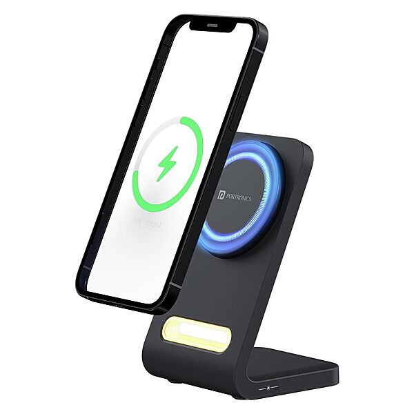 Portronics Flux 15W MagSafe Qi2 Wireless Charger – Black: Experience fast and efficient charging with this sleek, portable charger. Compatible with all Qi-enabled devices for ultimate convenience.