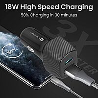 Portronics Car Power 6 – 51W Fast Car Charger, Dual Port (Black) offers rapid charging for two devices simultaneously, ensuring you stay powered on the go. Compact design, perfect for travel.