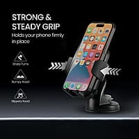 Portronics Clamp M4 Car Phone Holder Stand with 360 Degree Rotation Mobile Stand for Car