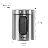MILTON Steel Crispy 1000 Storage Jar, 1 Litre, Silver  Light Weight Odour Proof Dishwasher Safe