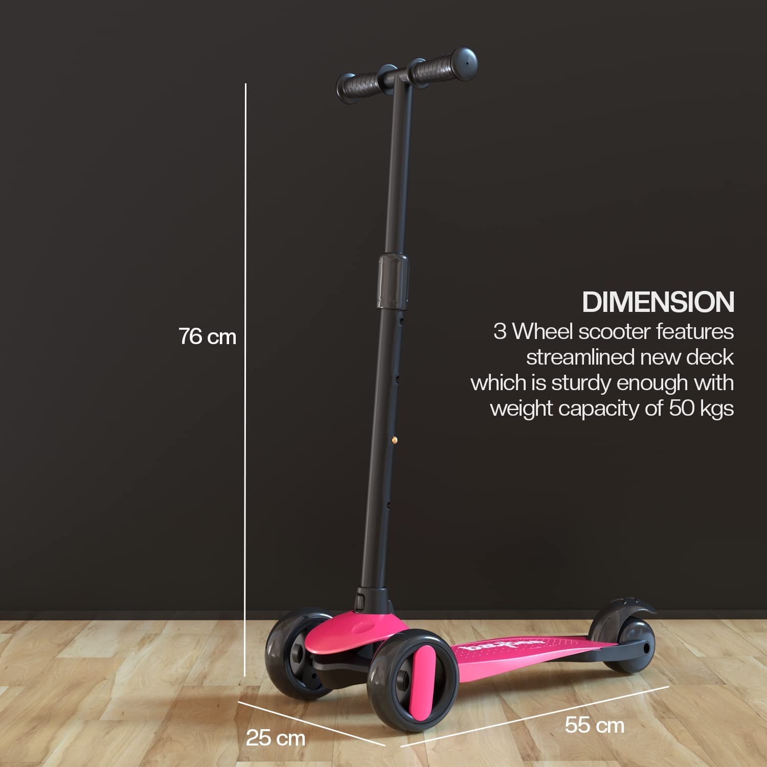 Baybee Alpha Glide Kick Scooter for Kids- Pink Baybee Alpha Glide Kick Scooter for Kids- Pink