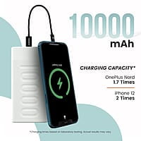 Ambrane 10000mAh Slim Power Bank, 20W Fast Charging, Dual Output, Type C PD (Input & Output), Quick Charge