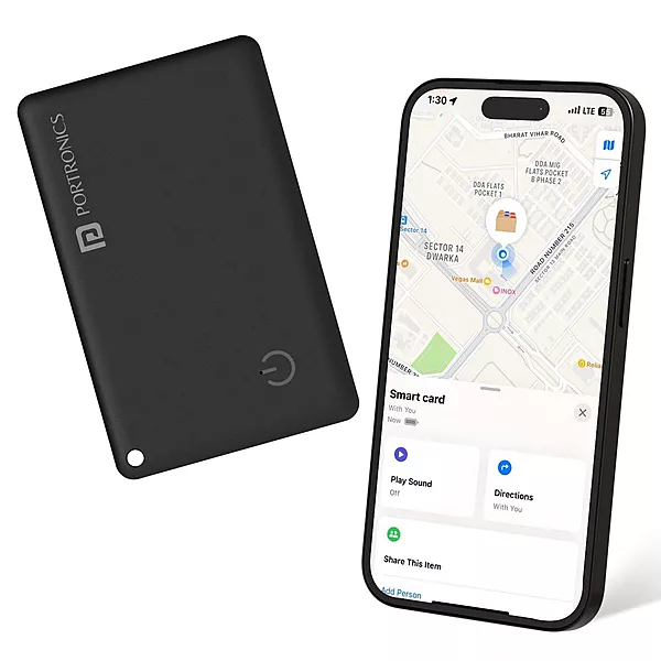 Portronics Cardfinder – Bluetooth Item Tracker helps you locate lost items easily. Attach it to keys, wallets, or bags. Use the app to find them quickly. Compact, lightweight, and user-friendly.