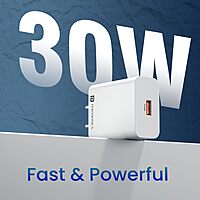Portronics Adapto 30V 30W USB-A Fast Charging Wall Charger with 6A Cable