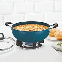 Borosil ProChef Non-Stick Aluminum Kadhai with Lid 22 cm | Gas Stove Compatible, Thick Uniform Body for Even Heating, Dishwasher Safe | 5 Layer Nonstick Coating, PFOA Free | 1 Year Warranty | Blue