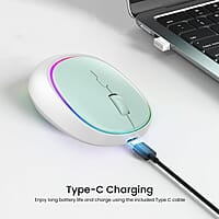 Portronics Toad IV Bluetooth Mouse with 2.4 GHz Wireless (Dual Connectivity), Rechargeable, Connect up to 3 Devices, RGB Lights, Adjustable Optical DPI for Laptop, PC, Tablet, Smartphone