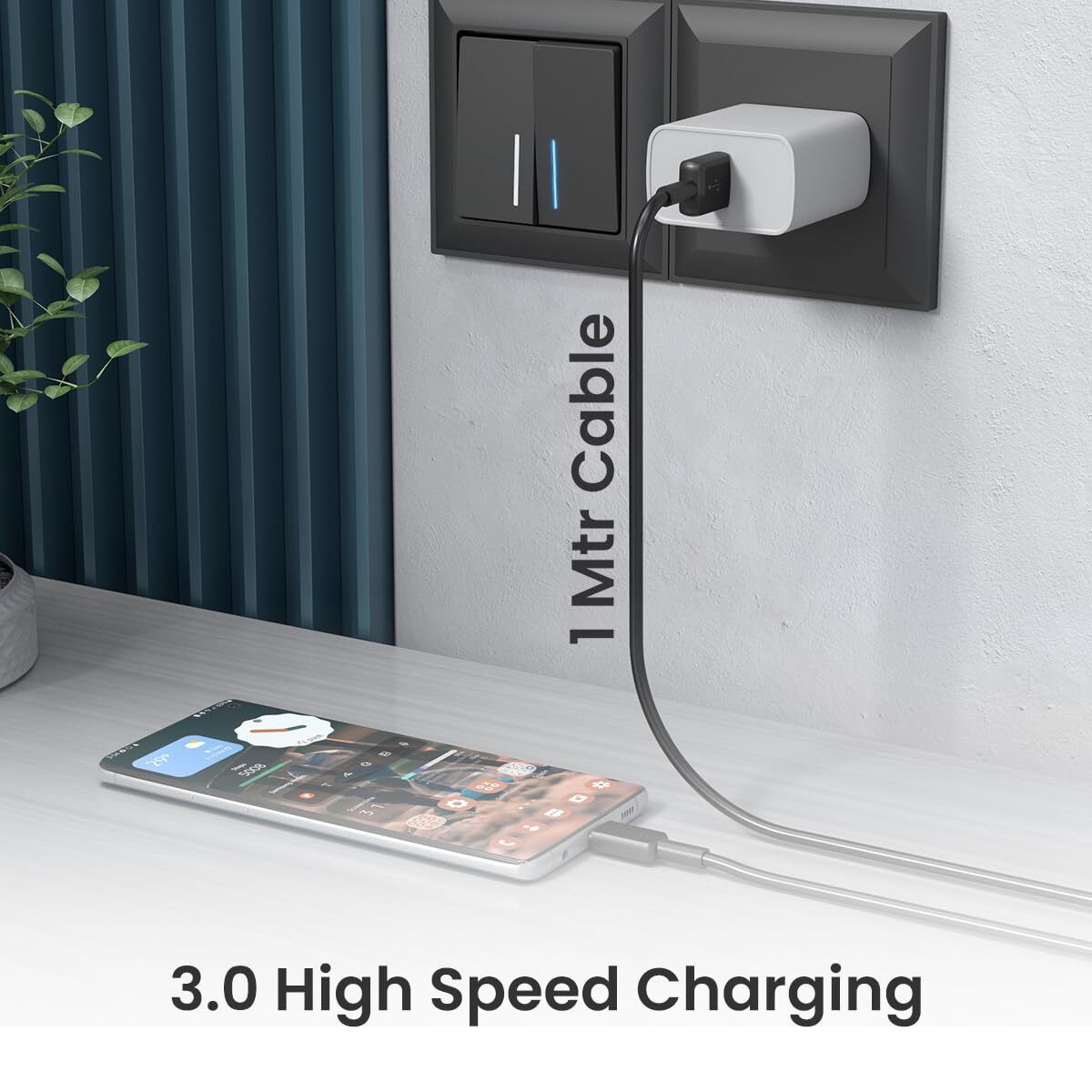 POR 2118 Konnect Link CL – 3A Type-C to Lightning PVC Cable | 1M | Black | 06 Months Warranty