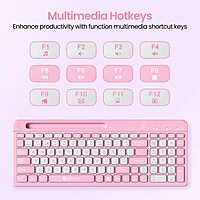 Portronics Bubble Square Green | Bluetooth + USB, Connect 3 Devices, Custom Hotkeys, Compact Design, Ideal for Home/Office, Ergonomic, Long Battery Life, Easy to Use, Stylish and Functional.