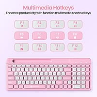 Portronics Bubble Square Wireless Keyboard with Bluetooth + 2.4 GHz USB Receiver Pair 3 Devices Max, Multimedia Hotkeys, for Laptop, PC, Smartphone, Tablet