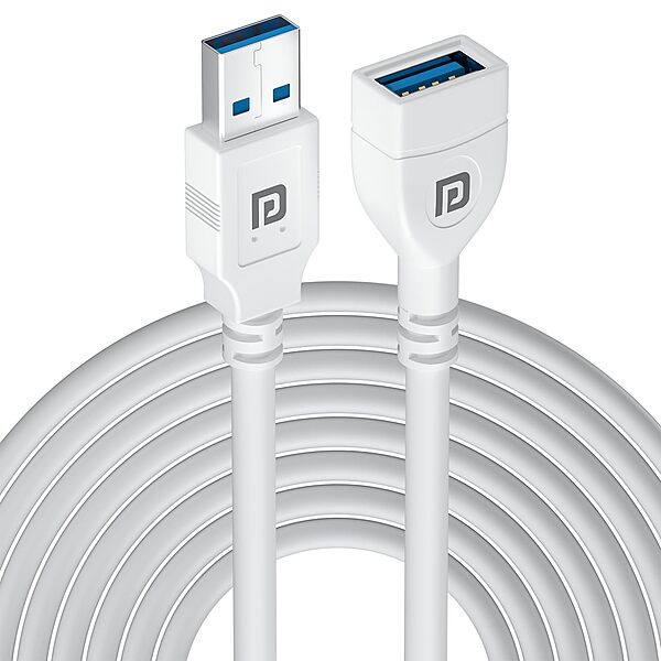 Portronics UniConnect 5M USB Cable – Male to Female | 5M | White | 1 Year Warranty