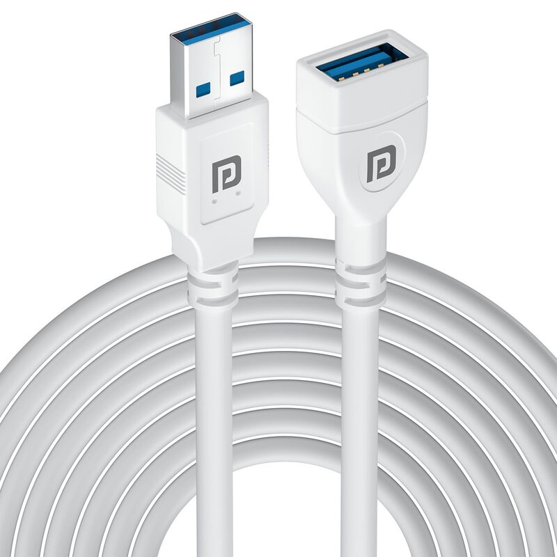 Portronics UniConnect 5M USB Cable – Male to Female | 5M | White | 1 Year Warranty