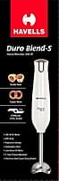 Havells Duro Blend - S Low Noise 300 watt Hand Blender with Detachable Stainless Steel White