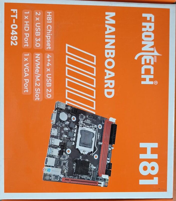 Frontech FT-0492 – Durable H81 chipset motherboard featuring USB 3.0, SATA ports, and stable connectivity for everyday PC use.