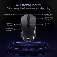 Portronics Toad One Black – Dual Mode RGB Mouse features wireless and wired connectivity, customizable RGB lighting, ergonomic design, and high precision for gamers and professionals alike.