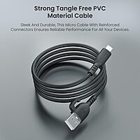 Portronics Konnect Core 3 – USB-A to Micro USB Cable, 1.5m, Durable, Fast Charging, Data Sync, Compatible with Smartphones, Tablets, Black